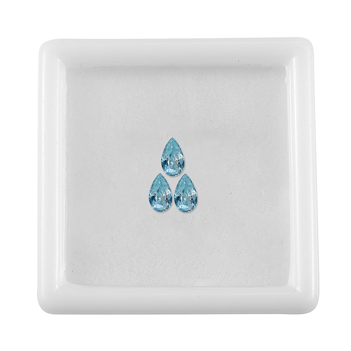 Set of 3 Aqua Cubic Zirconia Loose Gemstones in Pear Shape 0.8 Ct. 8063745 3