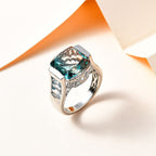Aqua Terra Costa Quartz, Citrine & Swiss Blue Topaz Ring in Platinum Overlay Sterling Silver 9.00 Ct.