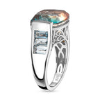 Aqua Terra Costa Quartz, Citrine & Swiss Blue Topaz Ring in Platinum Overlay Sterling Silver 9.00 Ct.
