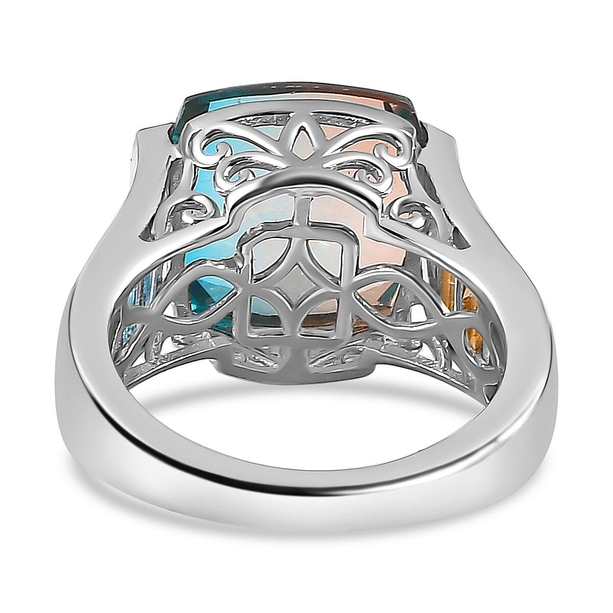 Aqua Terra Costa Quartz, Citrine &amp; Swiss Blue Topaz Ring in Platinum Overlay Sterling Silver 9.00 Ct. 7736450 5