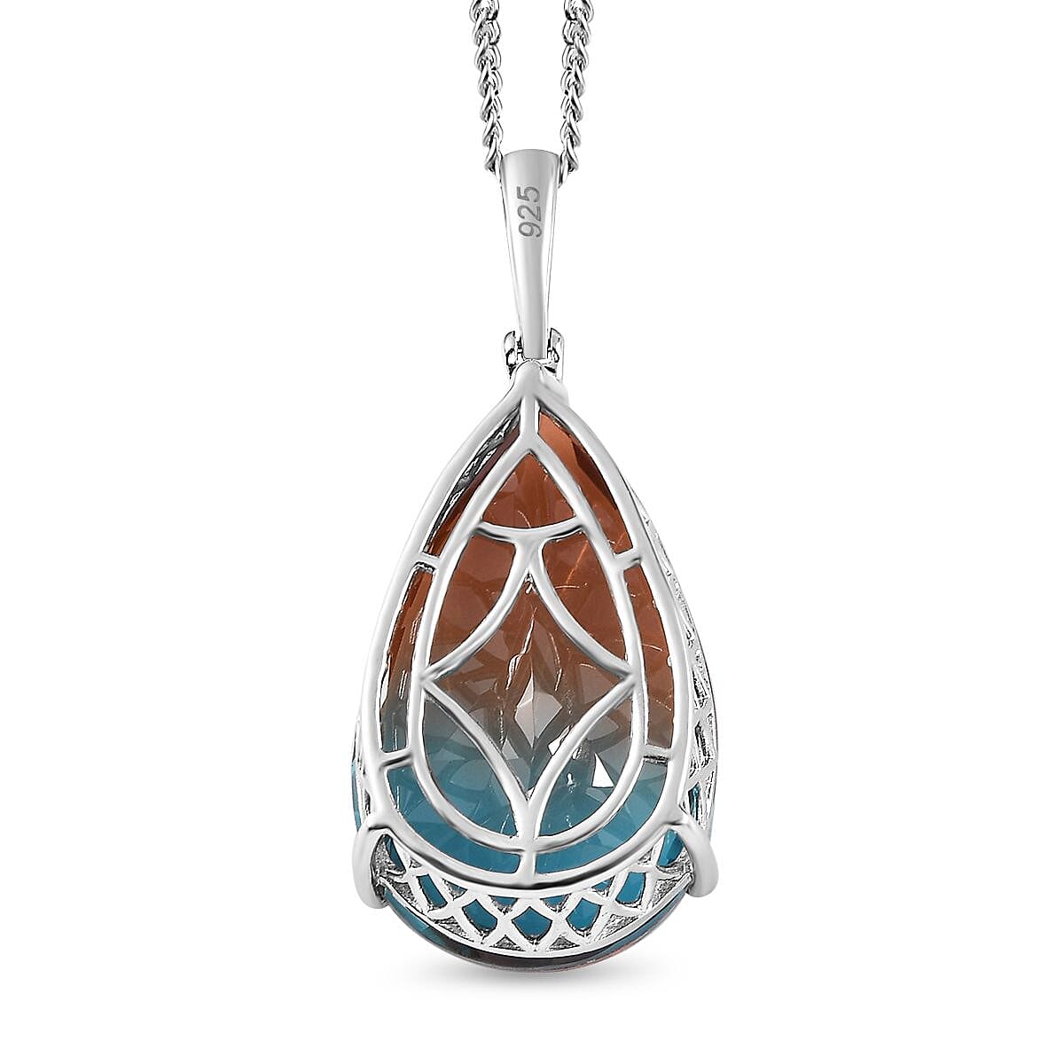 Aqua Terra Costa Quartz Pendant with Chain (Size 20) in Platinum Overlay Sterling Silver 52.75 Ct, Silver Wt 11.50 GM 4249986 5