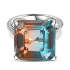 Aqua Terra Costa Quartz Solitaire Ring in Platinum Overlay Sterling Silver 16.32 Ct.