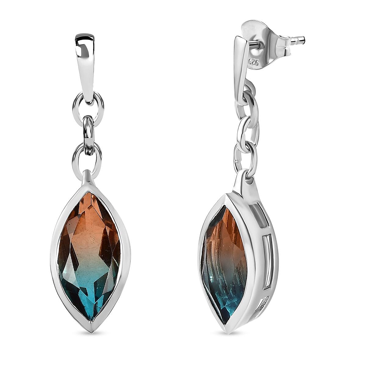 Aqua Terra Costa Quartz Solitaire Stud Earrings in Platinum Overlay Sterling Silver 6.00 Ct. 7714574 0