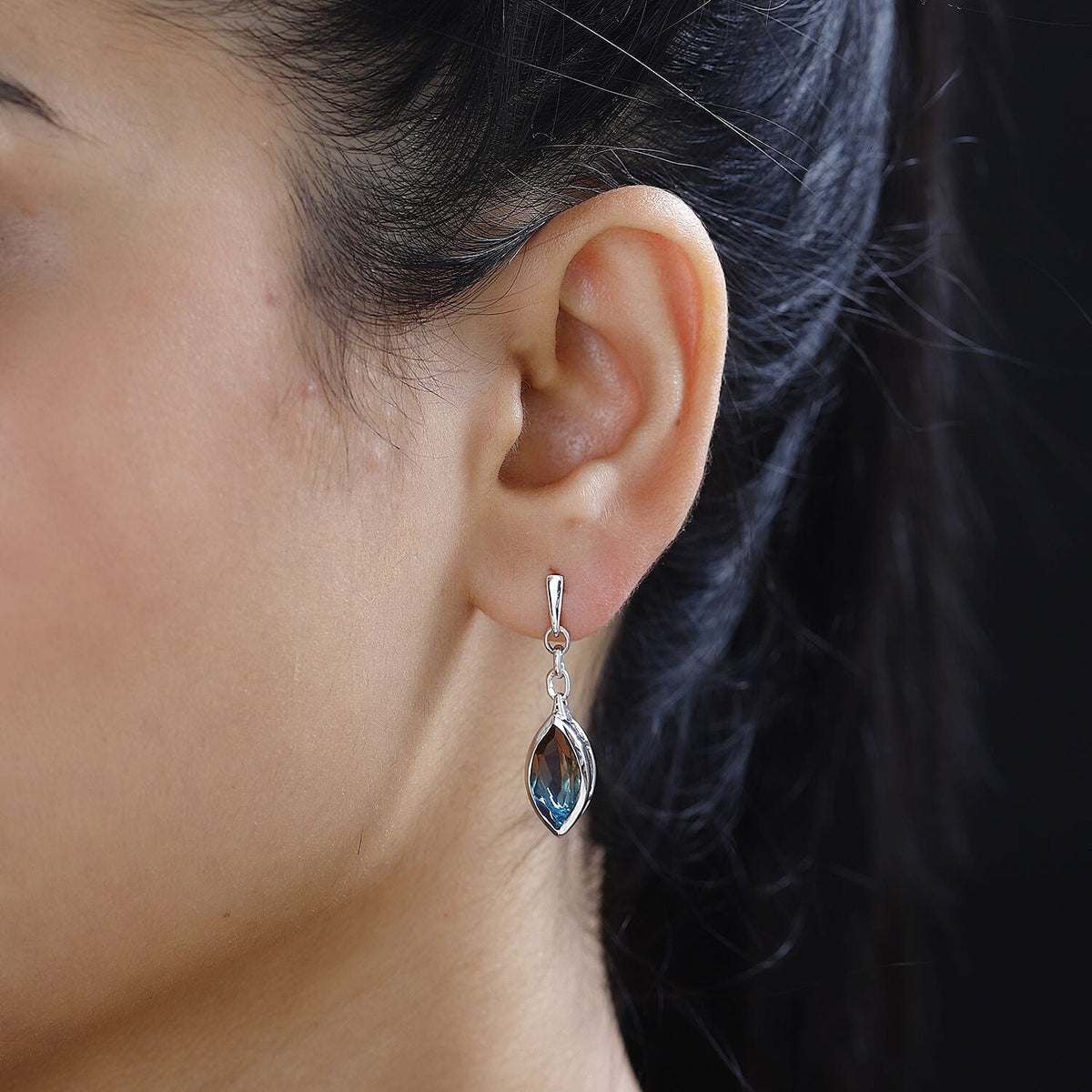 Aqua Terra Costa Quartz Solitaire Stud Earrings in Platinum Overlay Sterling Silver 6.00 Ct. 7714574 3