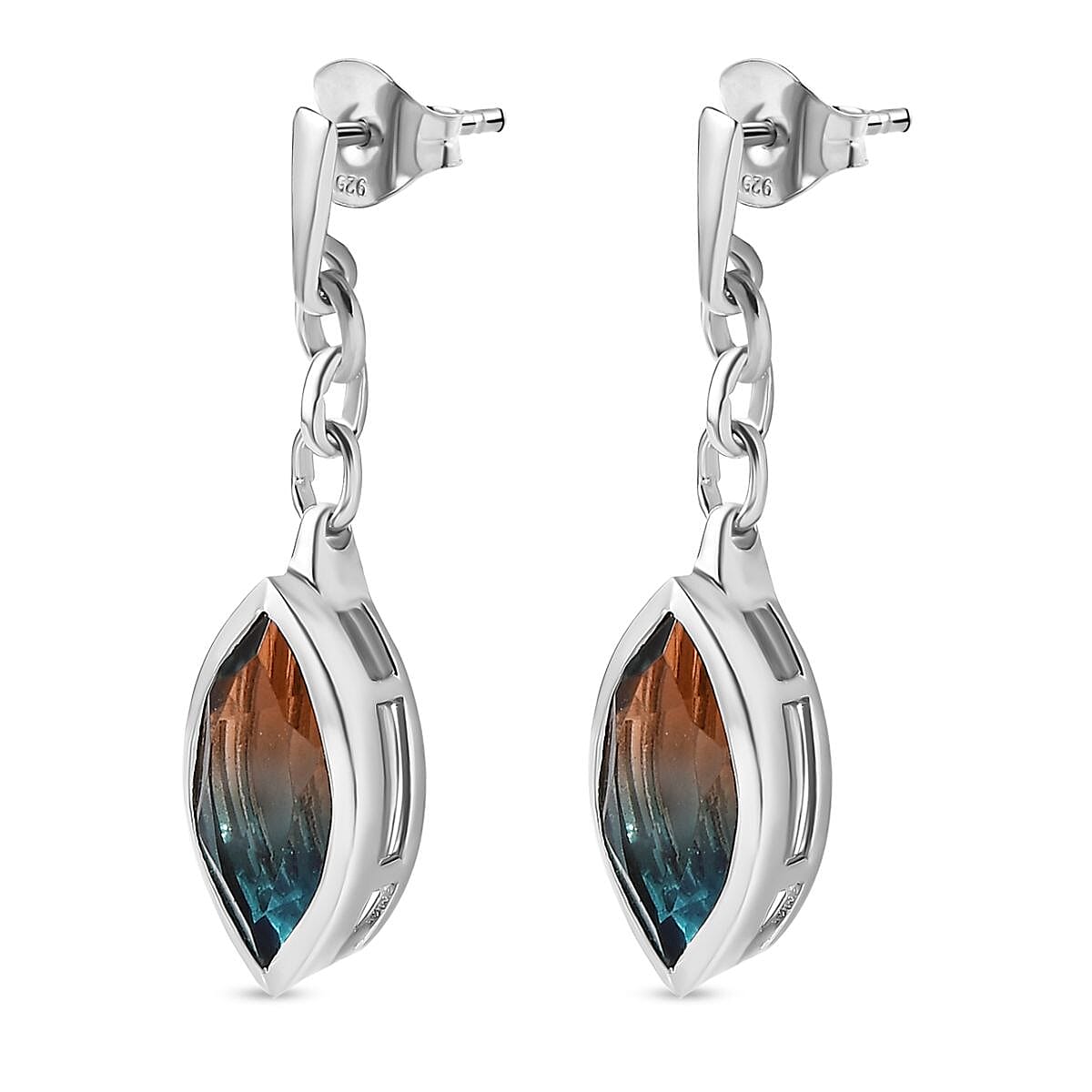 Aqua Terra Costa Quartz Solitaire Stud Earrings in Platinum Overlay Sterling Silver 6.00 Ct. 7714574 4