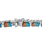 Aqua Terra Costa Quartz & Natural Zircon Tennis Bracelet (Size - 8) in Platinum Overlay Sterling Silver 36.50 Ct, Silver Wt 15.90 GM