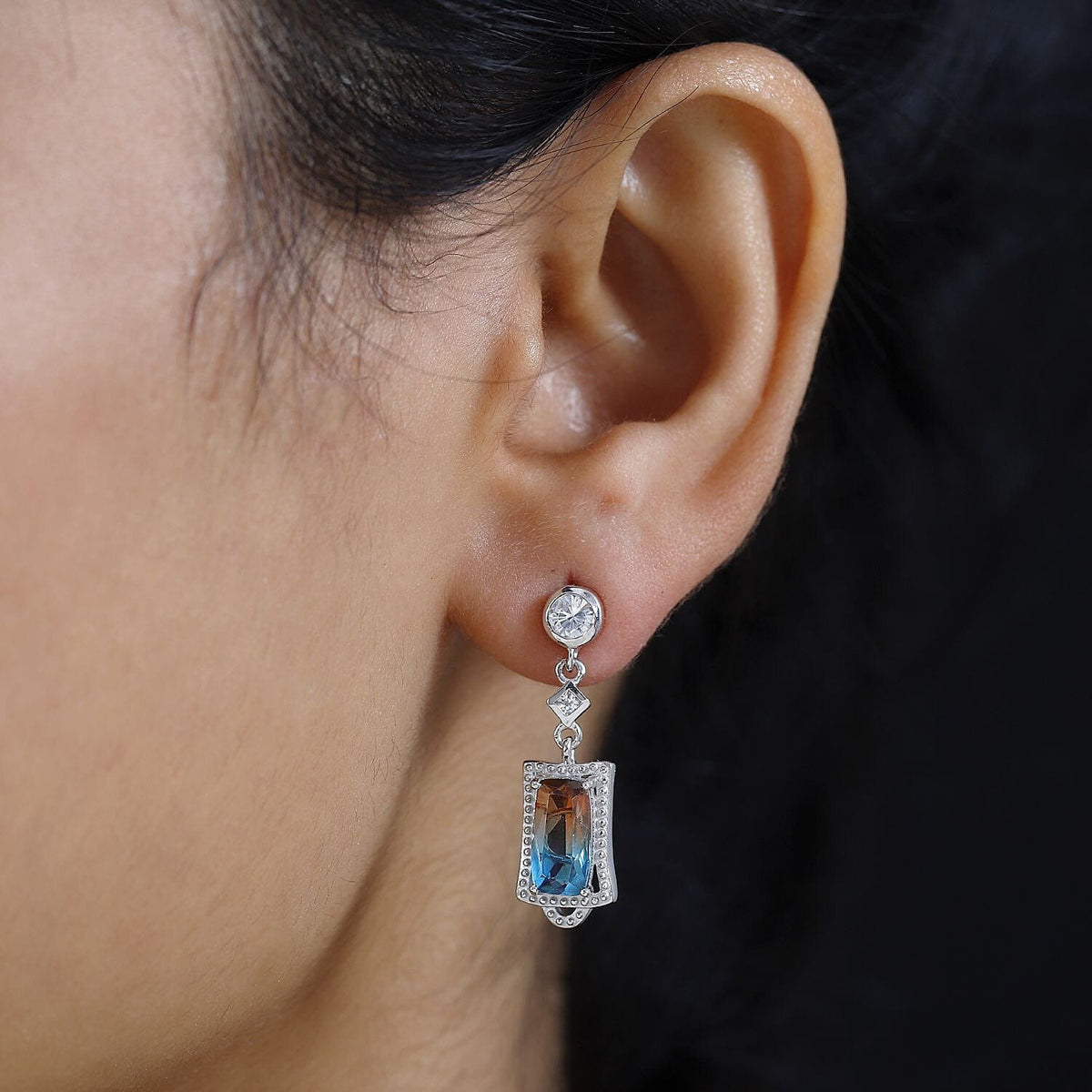 Aqua Terra Costa Quartz and Natural Zircon Earrings in Platinum Overlay Sterling Silver 2.15 Ct. 7732387 3