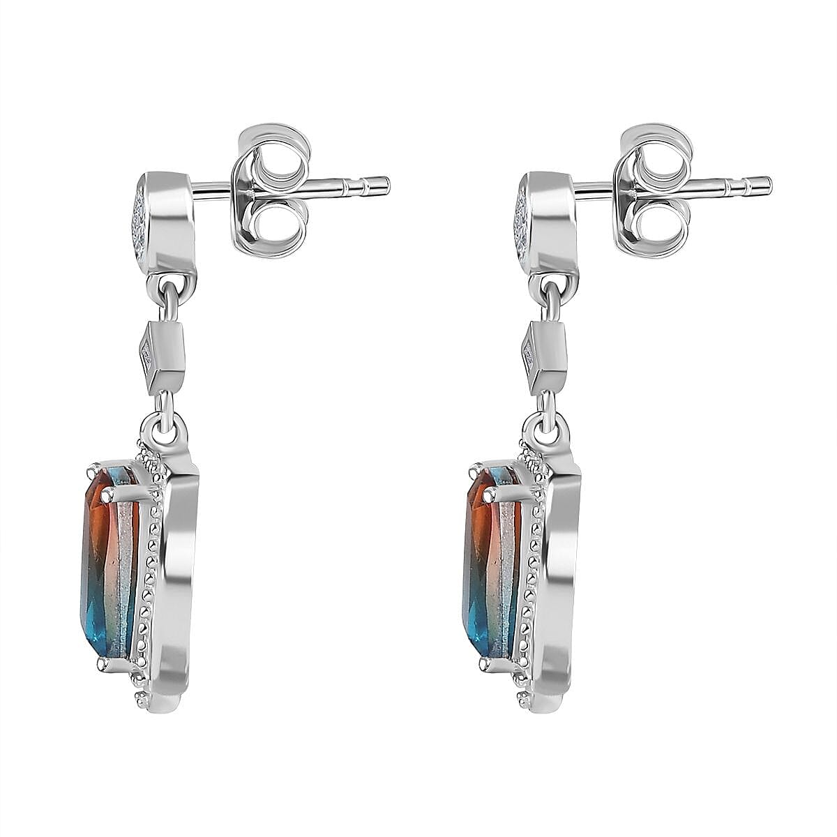 Aqua Terra Costa Quartz and Natural Zircon Earrings in Platinum Overlay Sterling Silver 2.15 Ct. 7732387 5