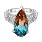 Aqua Terra Costa Quartz & Natural Zircon Ring in Platinum Overlay Sterling Silver 4.76 Ct.