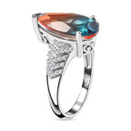Aqua Terra Costa Quartz & Natural Zircon Ring in Platinum Overlay Sterling Silver 4.76 Ct.