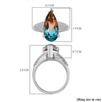 Aqua Terra Costa Quartz & Natural Zircon Ring in Platinum Overlay Sterling Silver 4.76 Ct.