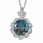 Aqua Terra Costa Quartz & Natural Zircon Floral Pendant with Chain (Size 20) in Platinum Overlay Sterling Silver 6.76 Ct, Silver Wt 5.15 Gms.