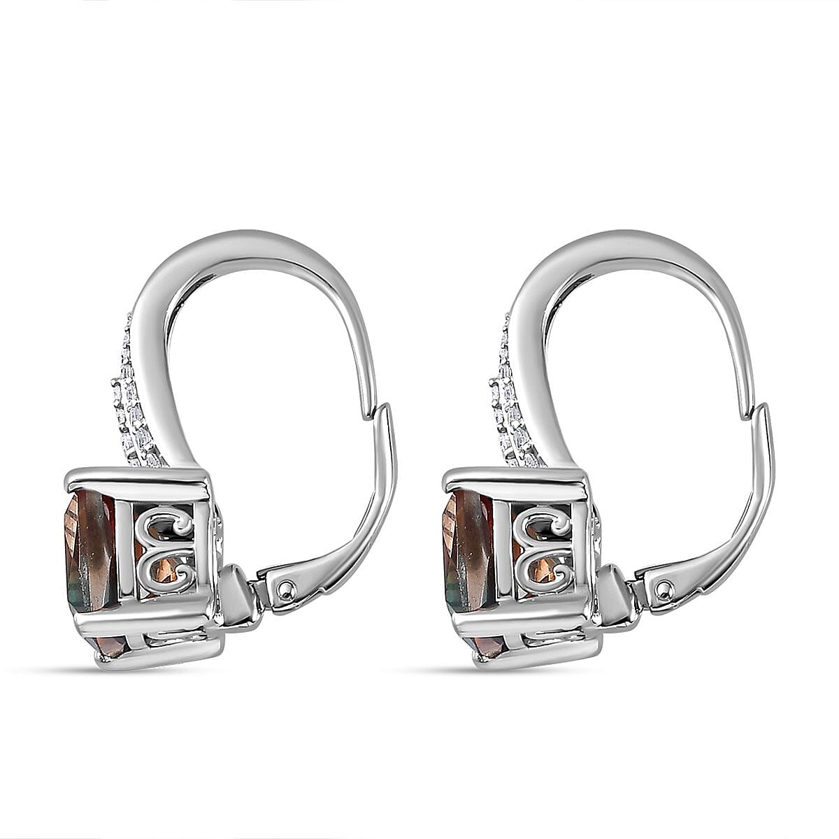 Aqua Terra Costa Quartz &amp; Natural Zircon Earrings in Platinum Overlay Sterling Silver 5.10 Ct. 7722128 3