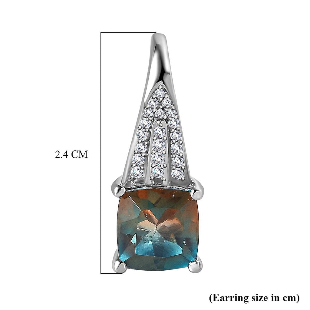 Aqua Terra Costa Quartz & Natural Zircon Earrings in Platinum Overlay Sterling Silver 5.10 Ct.