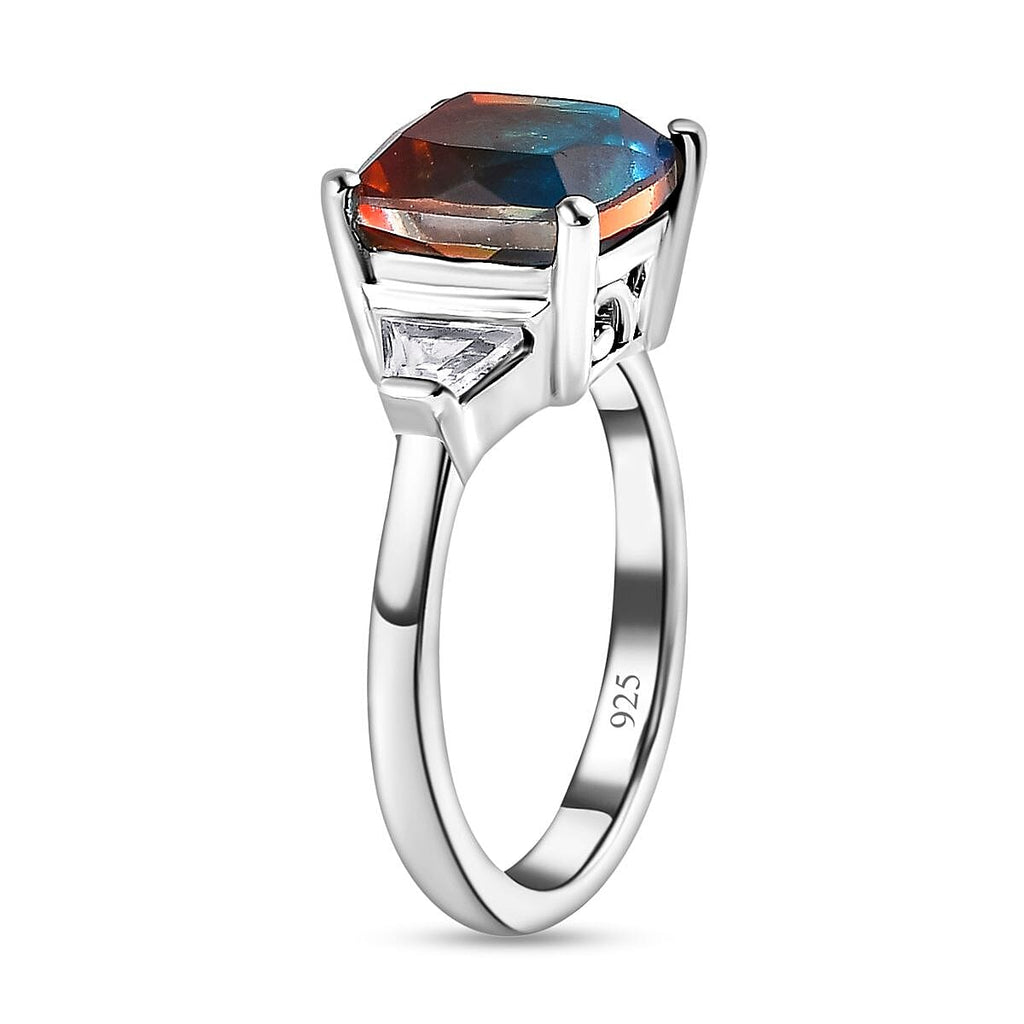 Aqua Terra Costa Quartz & Natural Zircon Ring in Platinum Overlay Sterling Silver 3.72 Ct.
