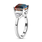 Aqua Terra Costa Quartz & Natural Zircon Ring in Platinum Overlay Sterling Silver 3.72 Ct.