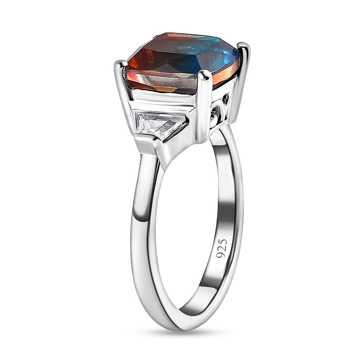 Aqua Terra Costa Quartz &amp; Natural Zircon Ring in Platinum Overlay Sterling Silver 3.72 Ct. 7723174 3
