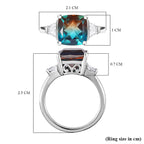 Aqua Terra Costa Quartz & Natural Zircon Ring in Platinum Overlay Sterling Silver 3.72 Ct.