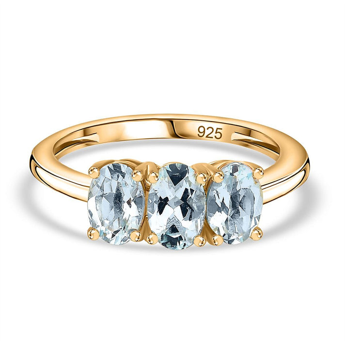 Aquamarine 3 Stone Ring in Vermeil YG Sterling Silver 1.122 Ct 7706479 1