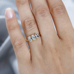 Aquamarine  3 Stone Ring in Vermeil YG Sterling Silver 1.20 ct  1.122  Ct.