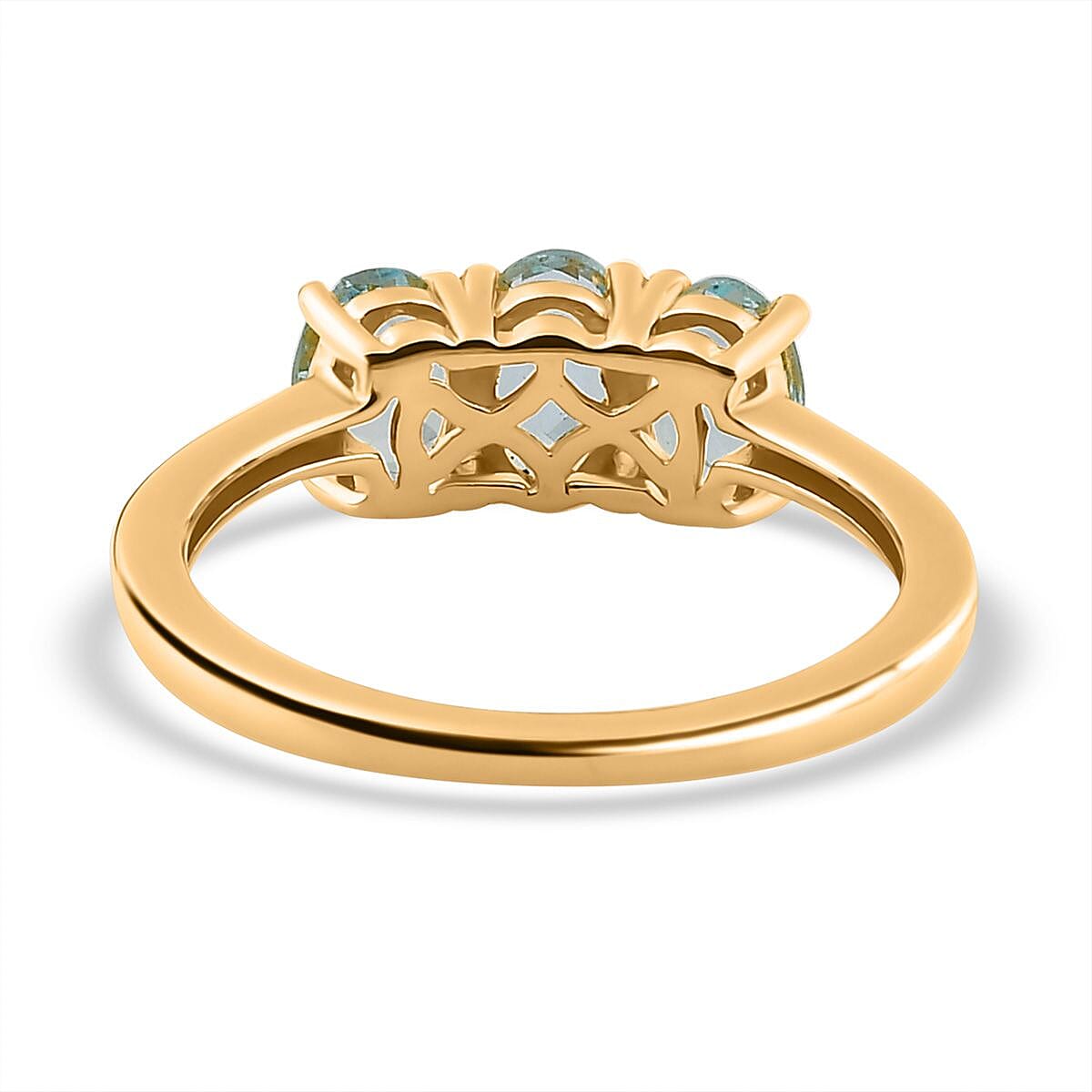 Aquamarine 3 Stone Ring in Vermeil YG Sterling Silver 1.122 Ct 7706479 5
