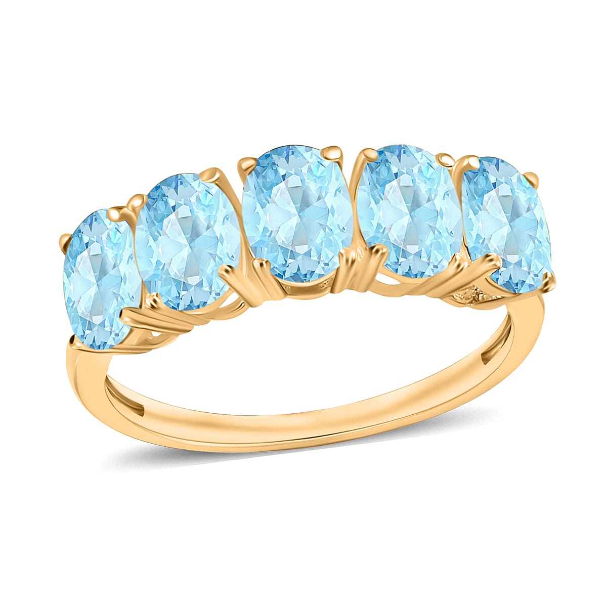 Aquamarine 5 Stone Ring in Vermeil Yellow Gold Sterling Silver 2.370 Ct 8009492 0