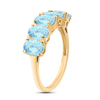 Aquamarine  5 Stone Ring in Vermeil YG Sterling Silver 2.30 ct  2.370  Ct.