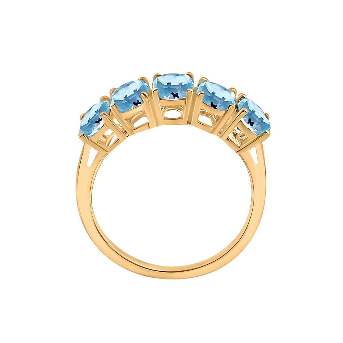 Aquamarine 5 Stone Ring in Vermeil Yellow Gold Sterling Silver 2.370 Ct 8009492 3