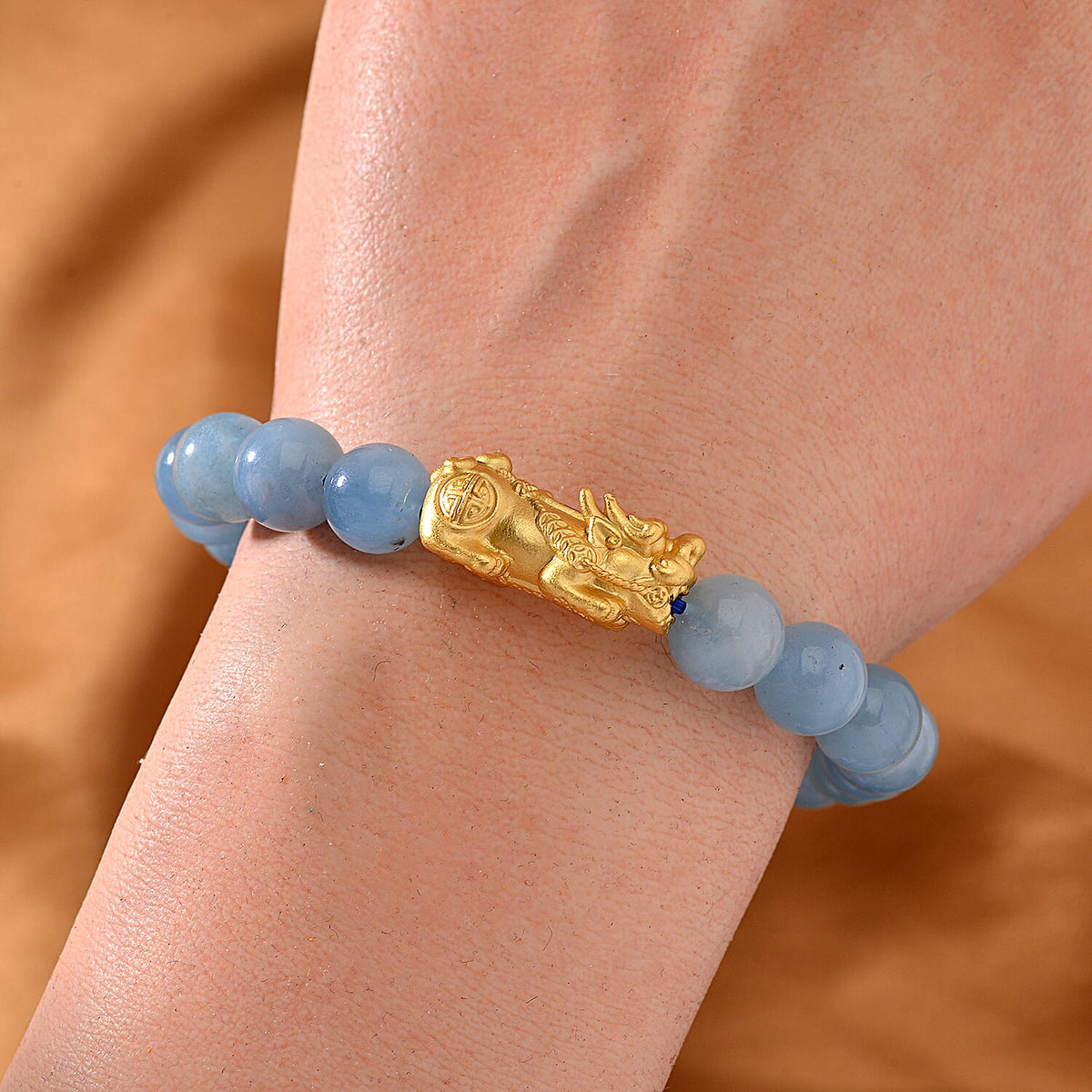 Aquamarine PIXIU Bracelet (Size7 -7.5) in Yellow Gold Overlay Sterling Silver 120.00 Ct. 7810619 2