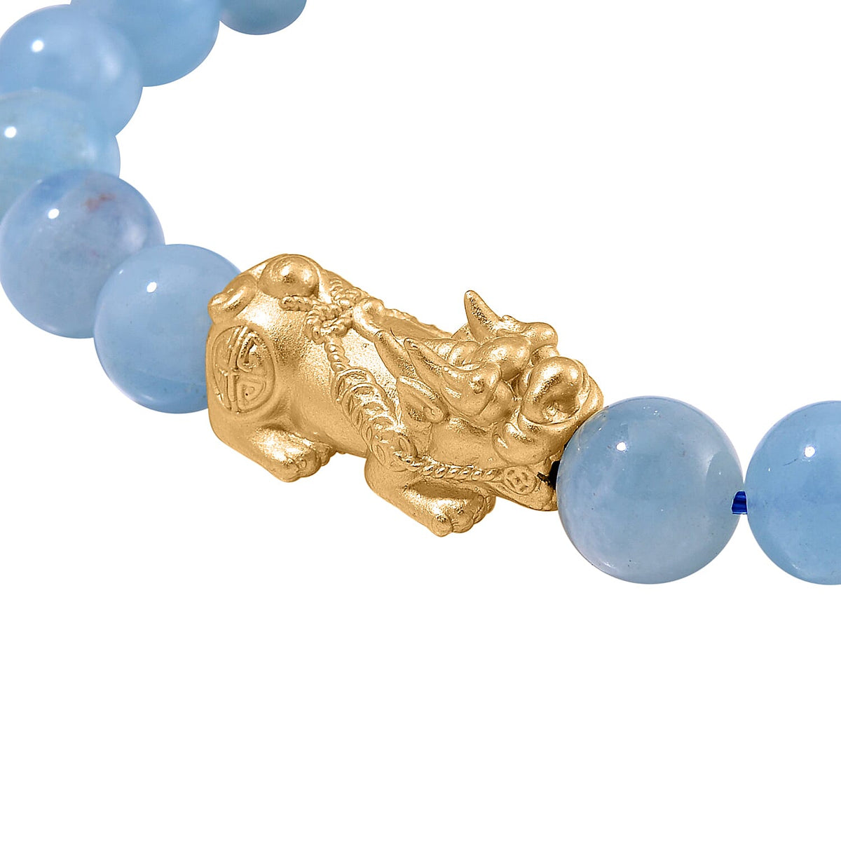 Aquamarine PIXIU Bracelet (Size7 -7.5) in Yellow Gold Overlay Sterling Silver 120.00 Ct. 7810619 4