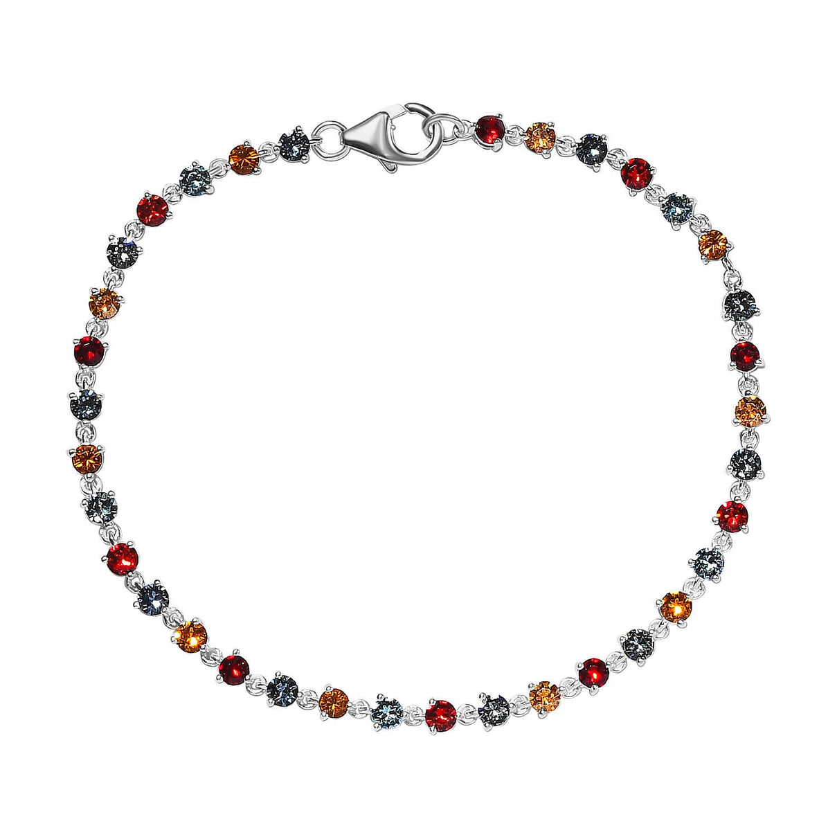 Close Out - Multi Austrian Crystal Bracelet (Size - 7.5) in Sterling Silver 7255123 0