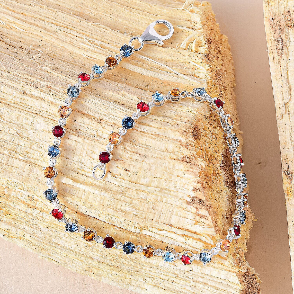Close Out - Multi Austrian Crystal Bracelet (Size - 7.5) in Sterling Silver 7255123 2