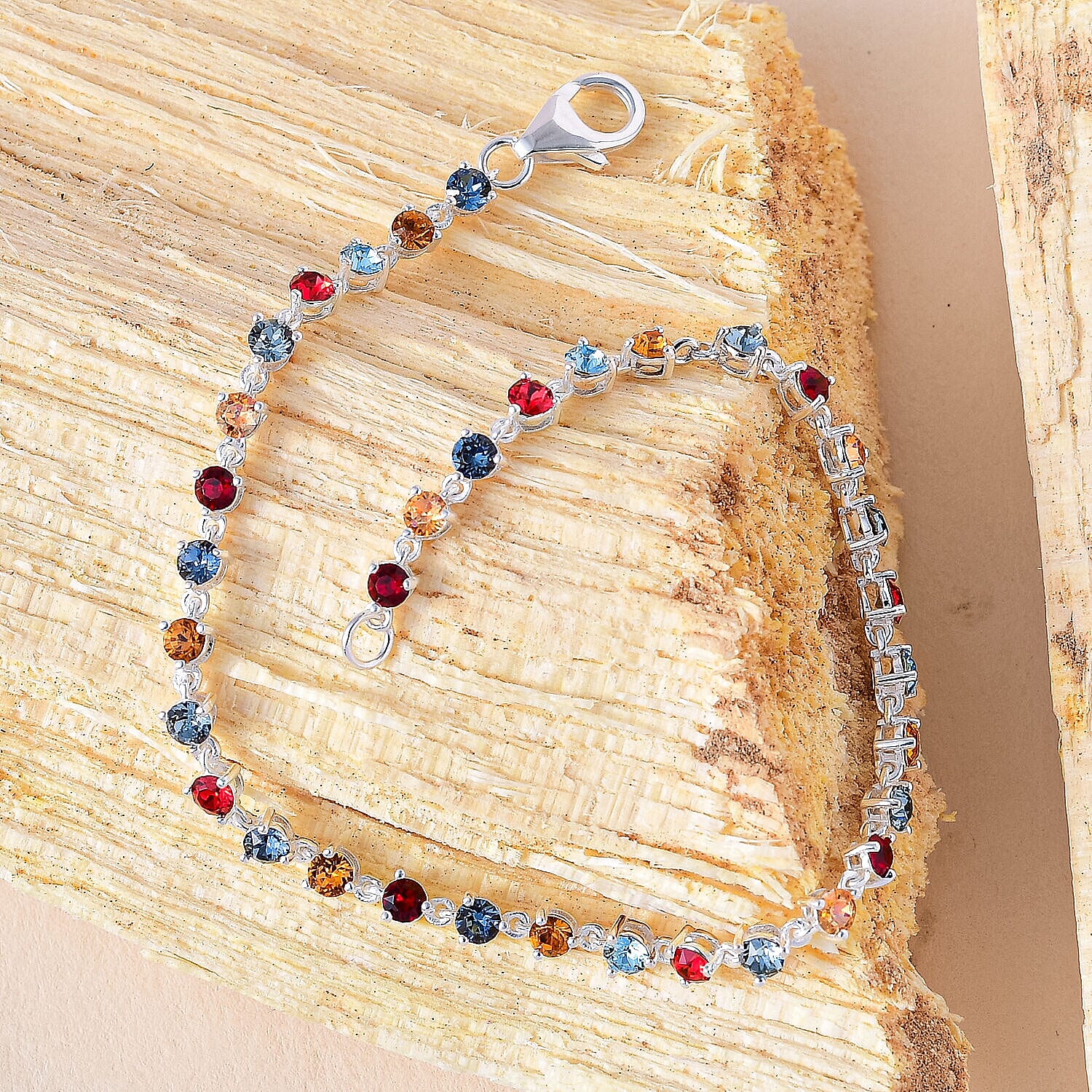 Close Out - Multi Austrian Crystal Bracelet (Size - 7.5) in Sterling Silver 7255123 2