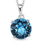 Aquamarine Austrian Crystal Pendant with Stainless Steel Chain (Size 20)