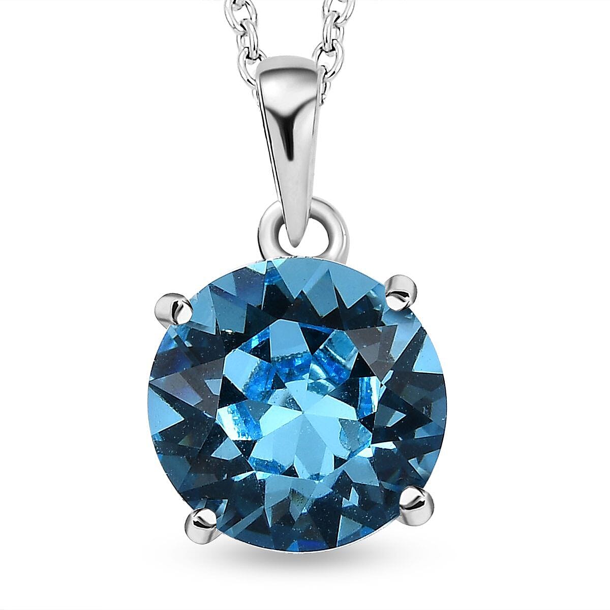 Aquamarine Colour Crystal Pendant with Stainless Steel Chain (Size 20 4401638 0