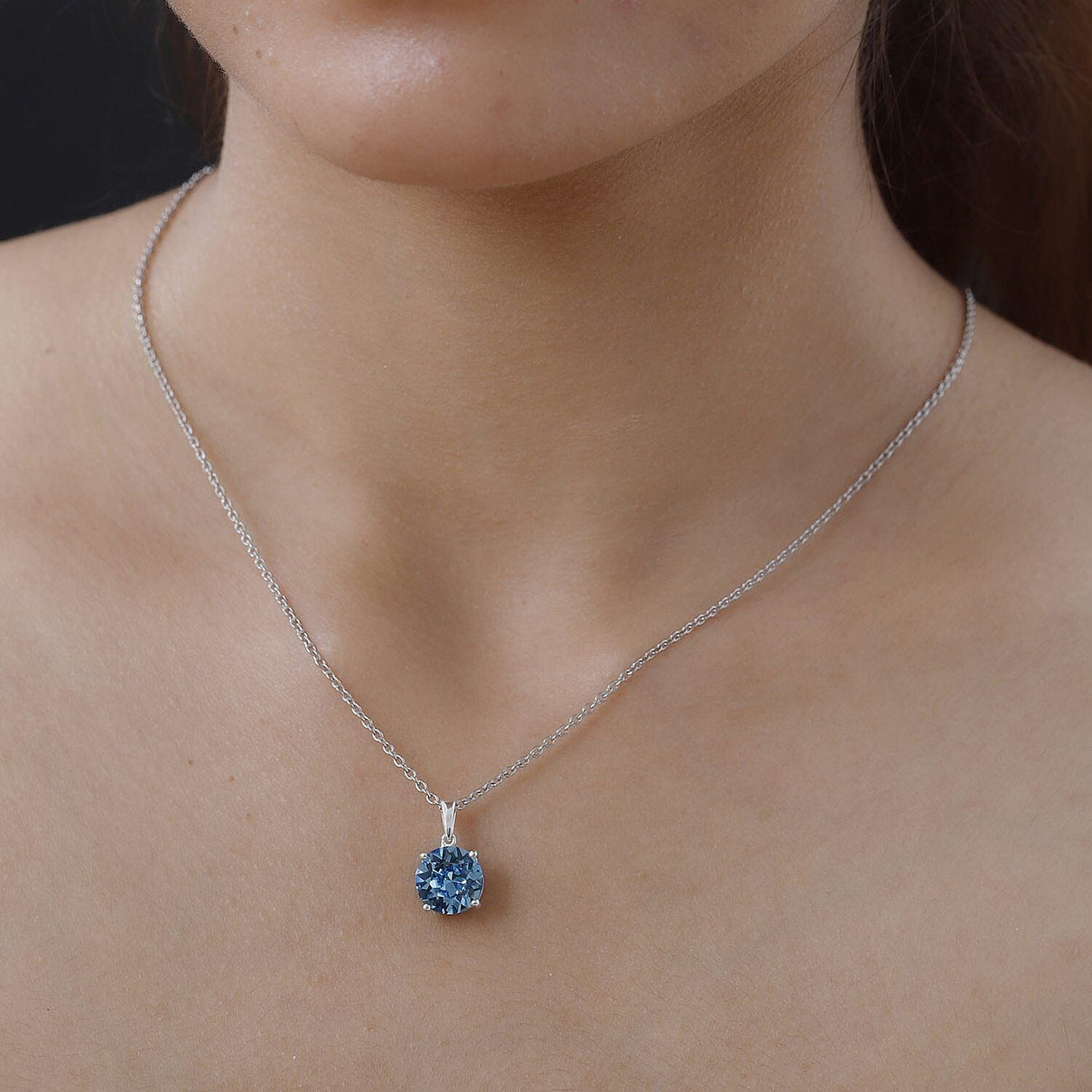 Aquamarine Colour Crystal Pendant with Stainless Steel Chain (Size 20 4401638 2