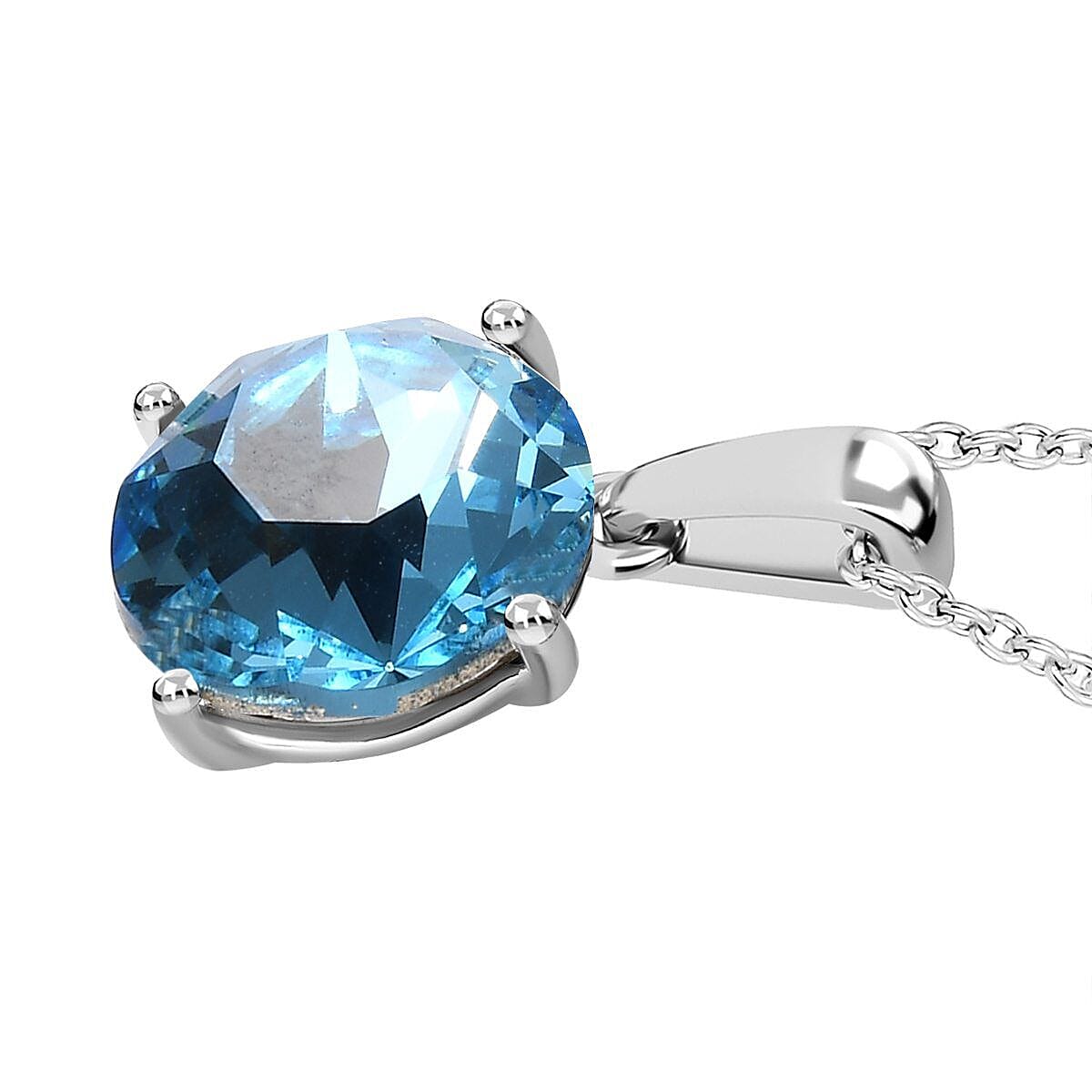Aquamarine Colour Crystal Pendant with Stainless Steel Chain (Size 20 4401638 4