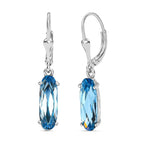 Aquamarine Austrian Crystal Solitaire Lever Back Dangle Earrings in Sterling Silver
