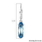 Aquamarine Austrian Crystal Solitaire Lever Back Dangle Earrings in Sterling Silver