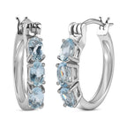 Espirito Santo Aquamarine Hoop Earrings in Platinum Overlay Sterling Silver 1.32 Ct