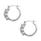 Espirito Santo Aquamarine Hoop Earrings in Platinum Overlay Sterling Silver 1.32 Ct