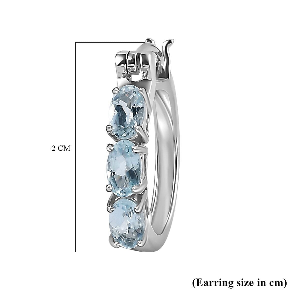 Espirito Santo Aquamarine Hoop Earrings in Platinum Overlay Sterling Silver 1.32 Ct 7372507 4