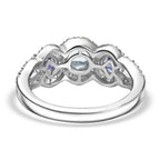 Aquamarine, Moissanite & Tanzanite Ring in Rhodium Overlay Sterling Silver 1.57 Ct.