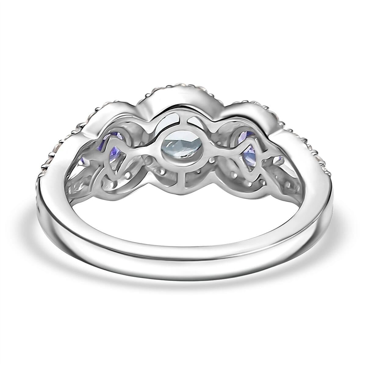 Aquamarine, Moissanite &amp; Tanzanite Ring in Rhodium Overlay Sterling Silver 1.57 Ct. 8066726 5