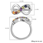 Aquamarine & Multi Gemstone Infinity Ring in Platinum Overlay Sterling Silver