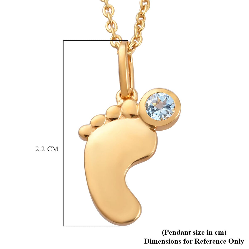 Aquamarine Pendant with Chain ( Size 20 With 4 Inch Extender) In Gold Overlay Sterling Silver
