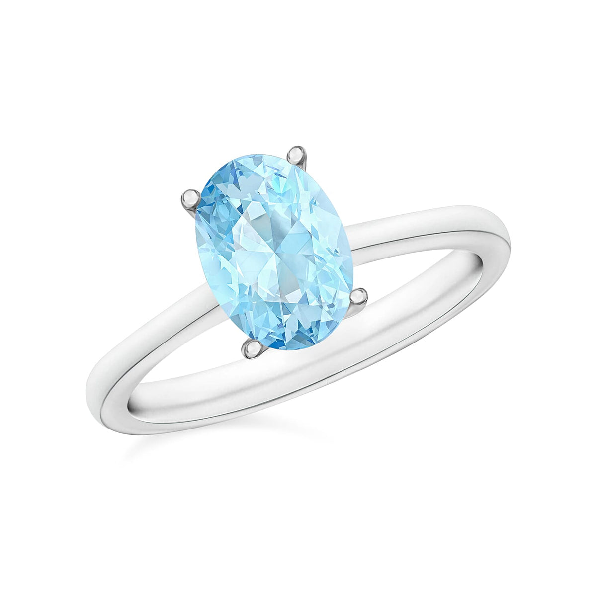 Aquamarine  Ring in Platinum Overlay Sterling Silver 1.30 ct  1.030  Ct. 7717561 0