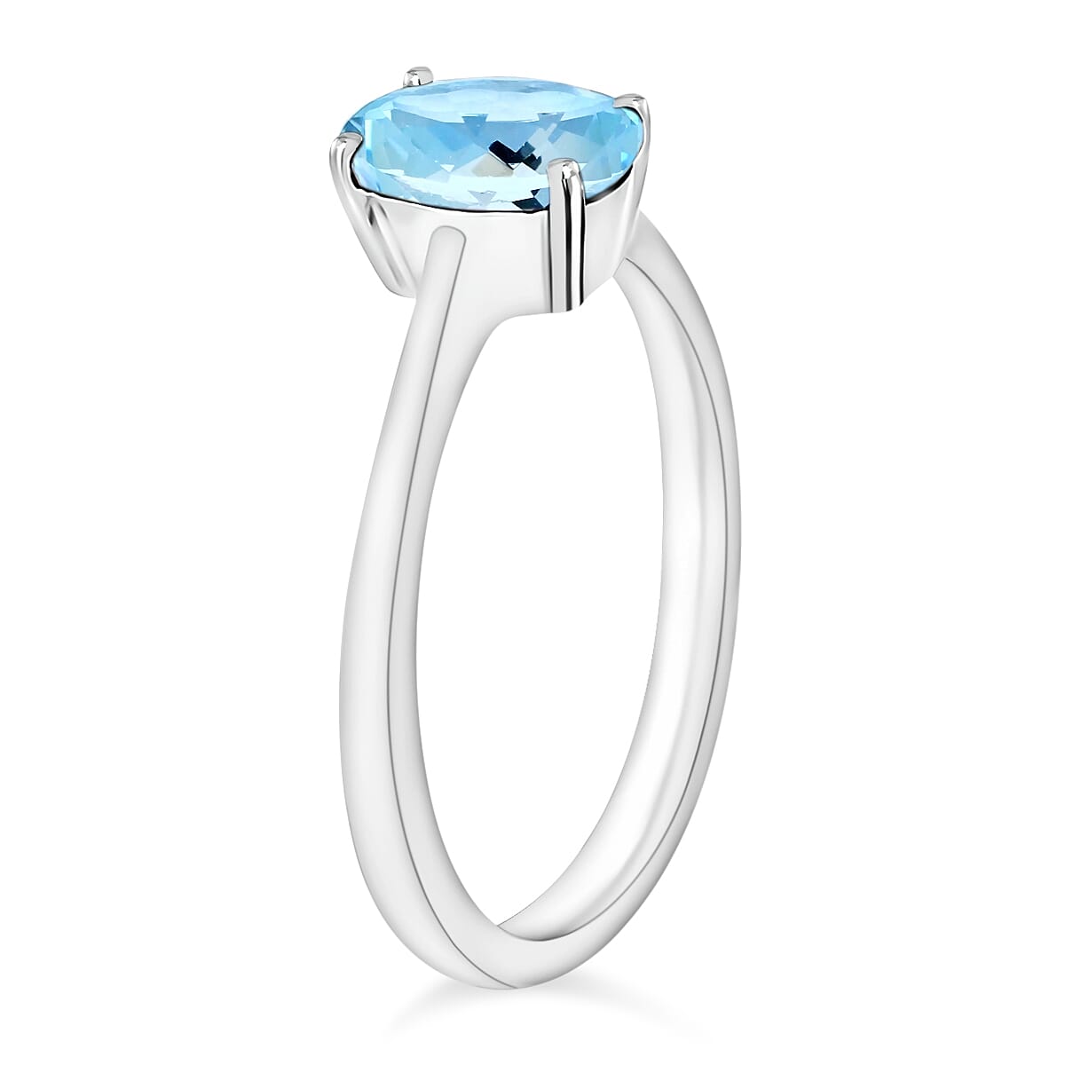 Aquamarine  Ring in Platinum Overlay Sterling Silver 1.30 ct  1.030  Ct. 7717561 2