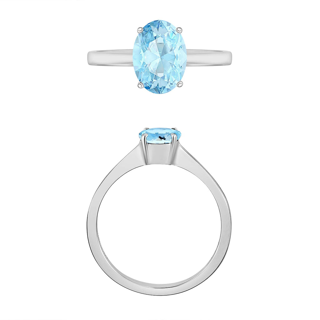 Aquamarine  Ring in Platinum Overlay Sterling Silver 1.30 ct  1.030  Ct.