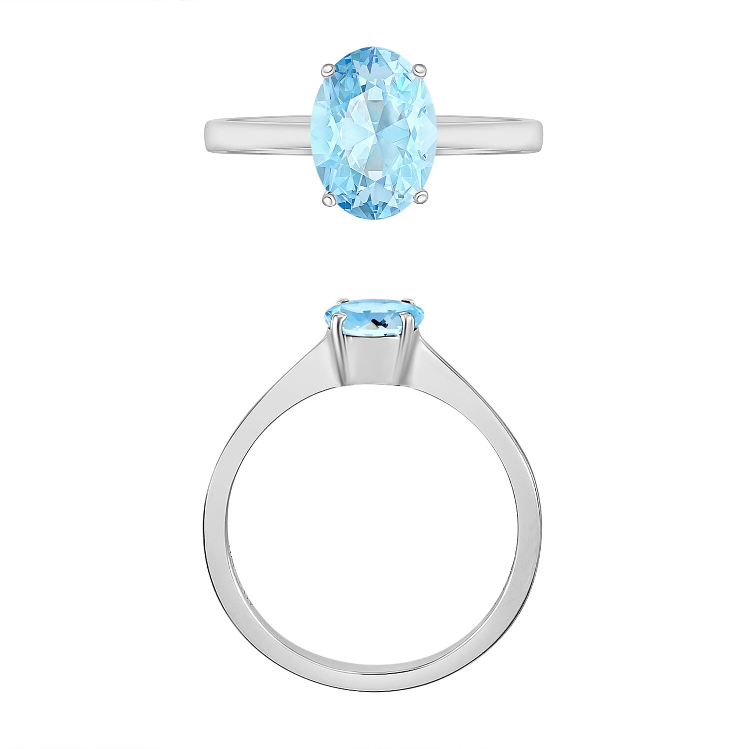 Aquamarine  Ring in Platinum Overlay Sterling Silver 1.30 ct  1.030  Ct. 7717561 3